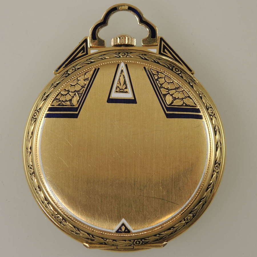 Solid 18K Gold and enamel pocket watch c1900