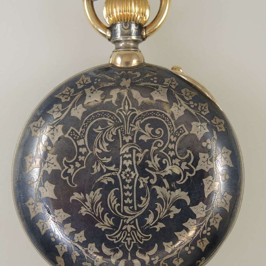 Magnificent silver and niello enamel cased Chronometer by French c1890