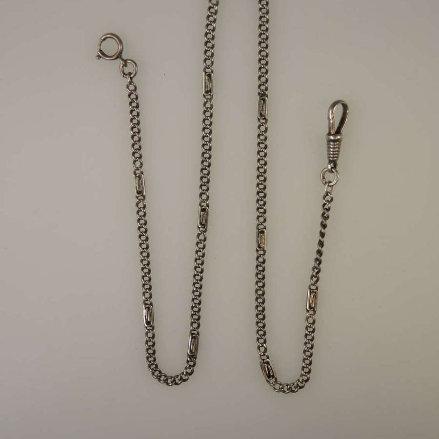 Fine silver long watch chain / necklace. c1910