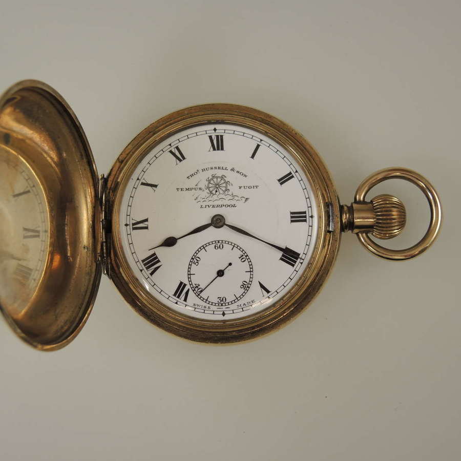 English full hunter pocket watch by Thos Russell c1920