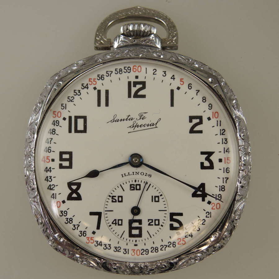12s 21 Jewel Illinois SANTE FE Special pocket watch c1928