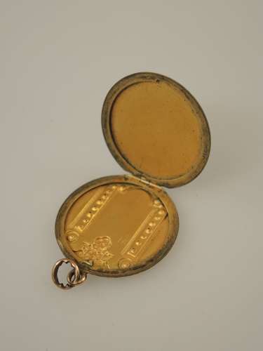 Edwardian stone set gilt locket fob c1910