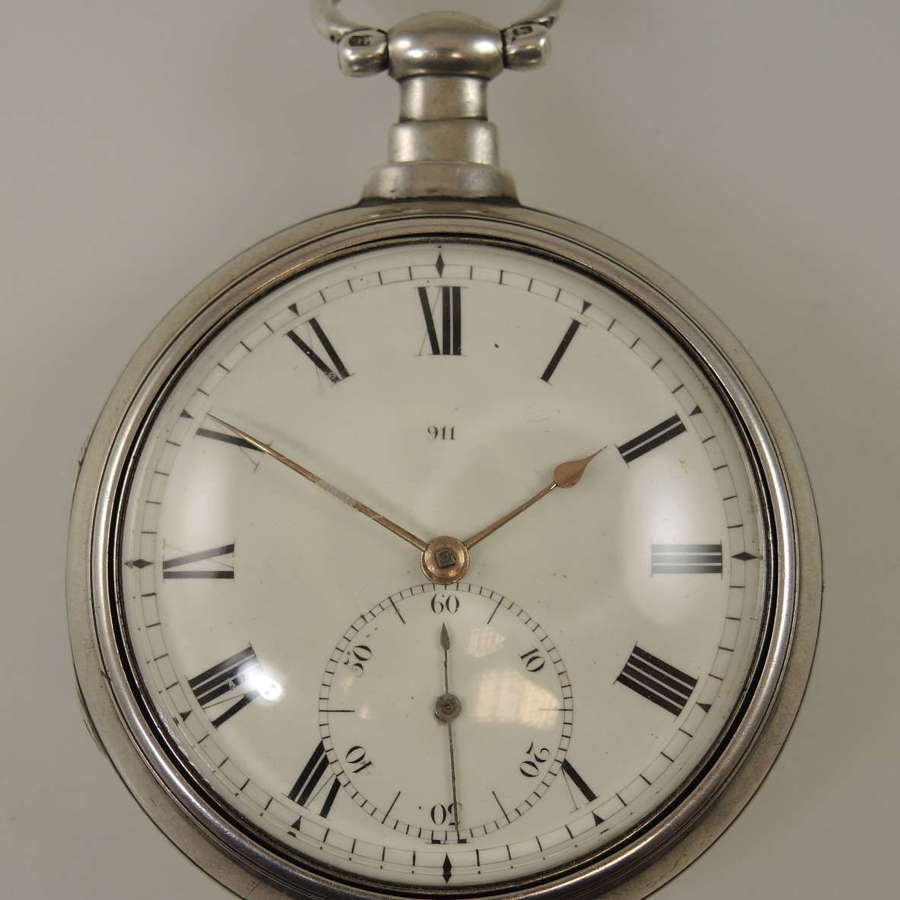 English silver pair case DUPLEX pocket watch by Palmer c1812