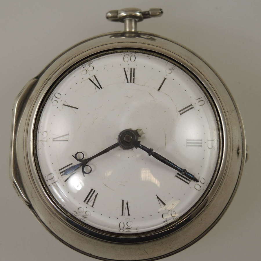 English silver pair cased Verge pocket watch by D Edmonds London 1777