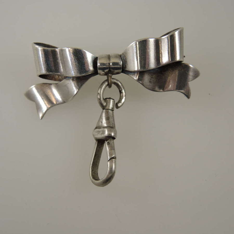 Sterling Silver pendant watch bow pin c1910