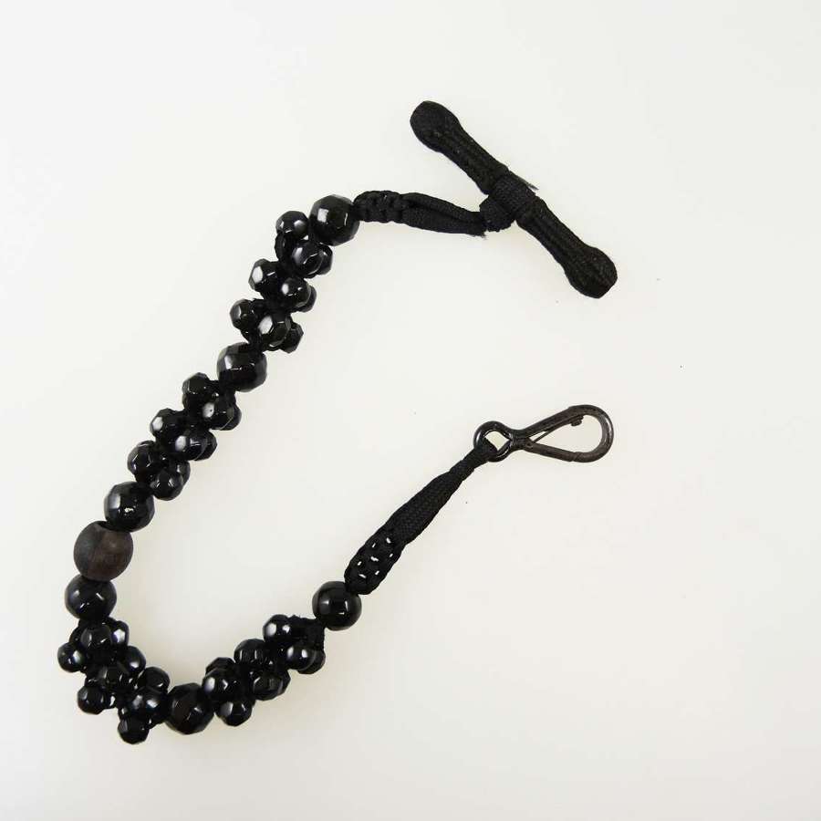 Victorian Whitby Jet mourning pocket watch chain c1880