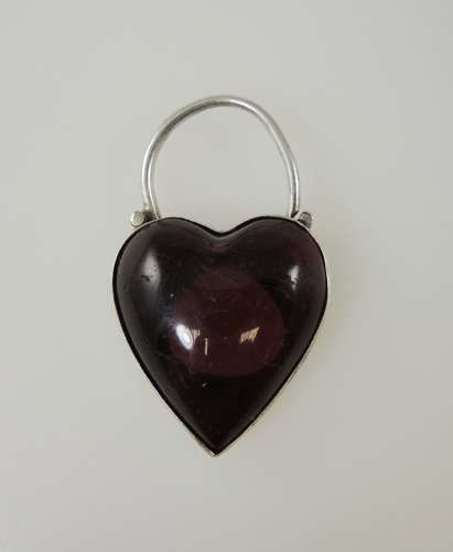Victorian Silver and glass HEART shaped padlock c1890