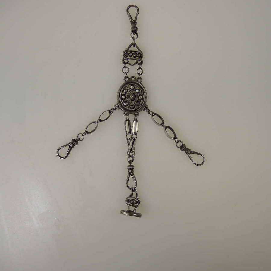 Cut steel chatelaine with matching seal c1770