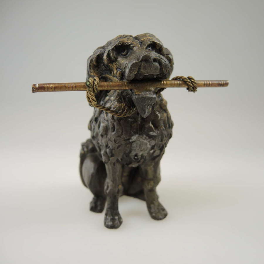 Bronze FRENCH POODLE pocket watch stand c1890