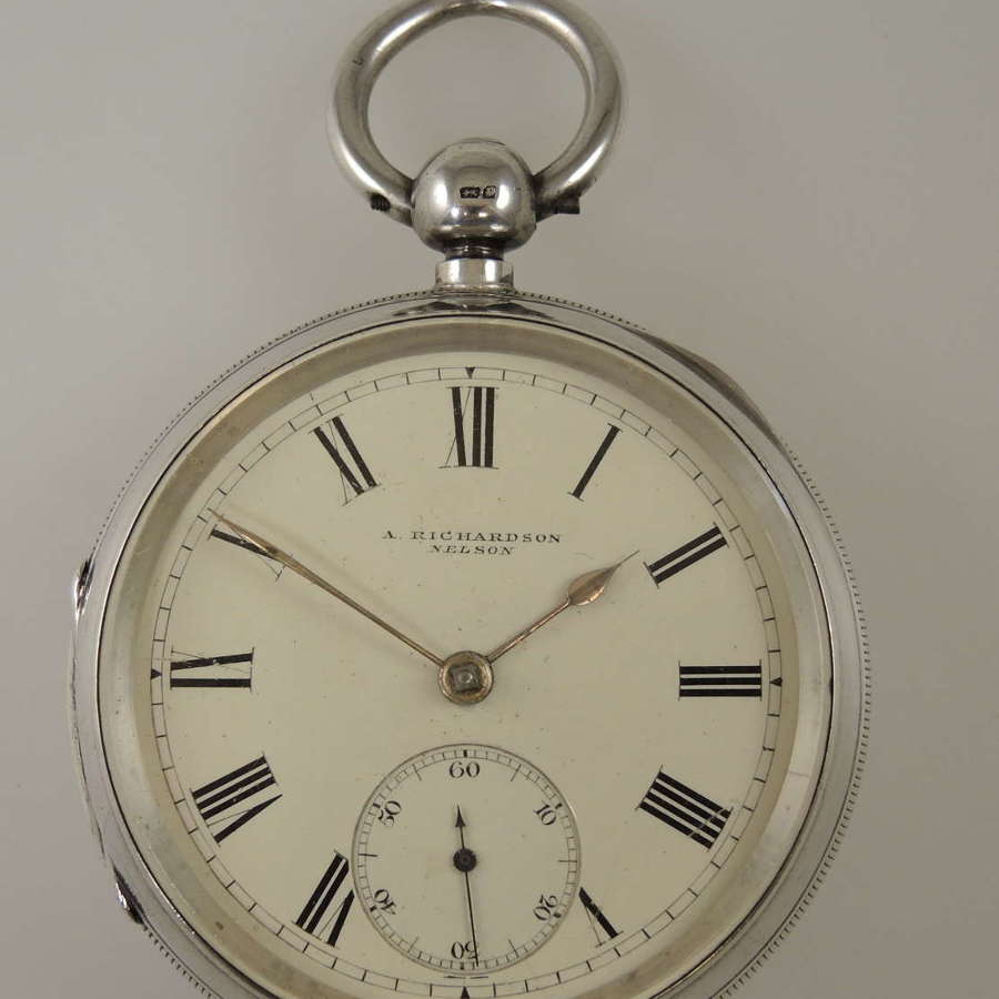 Large Victorian English silver pocket watch by Richardson, Nelson 1889