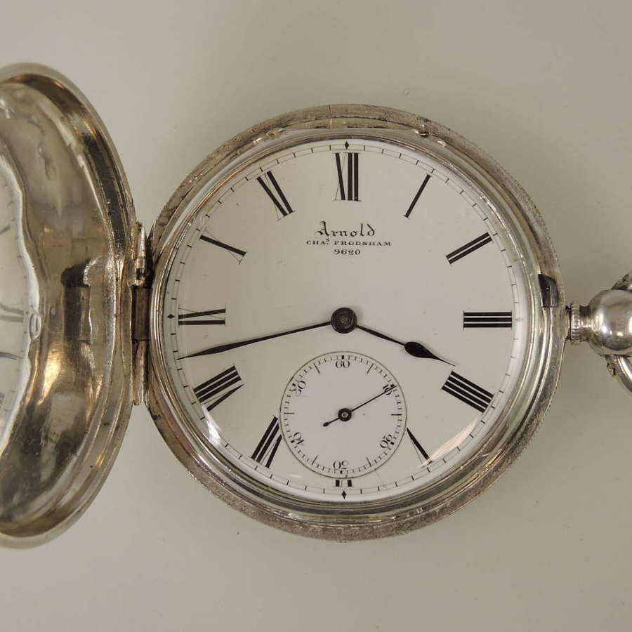 English silver fusee hunter pocket watch by Arnold / Frodsham c1857