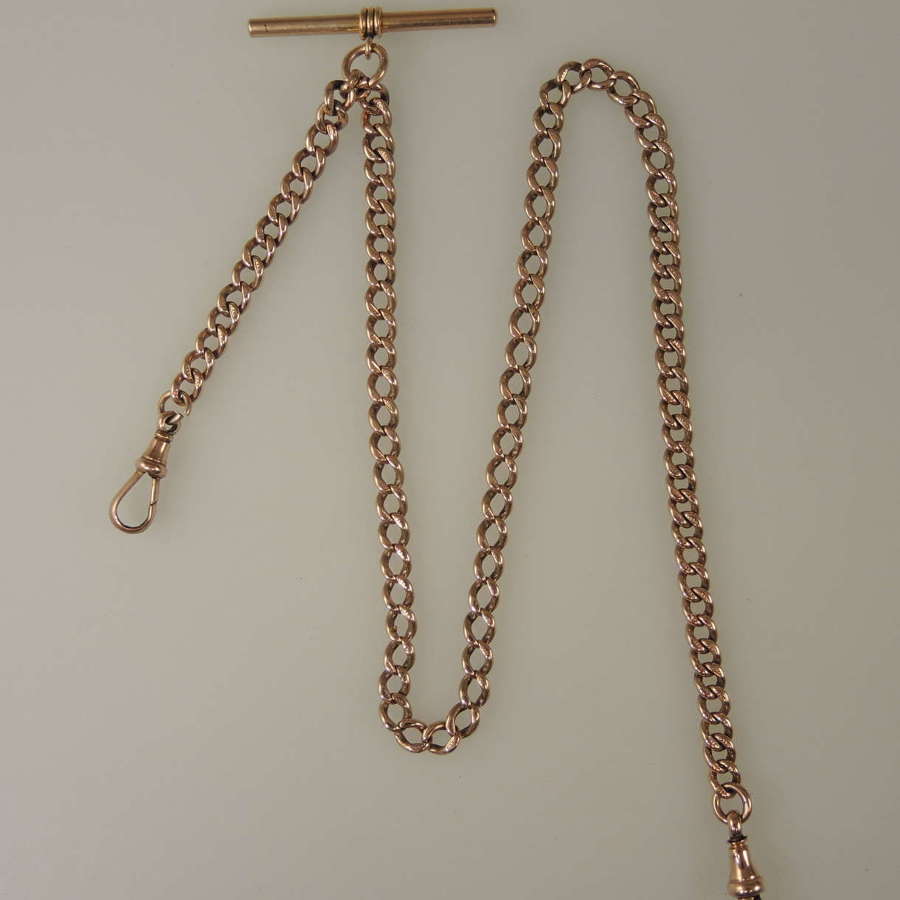 Solid 9K gold pocket watch chain c1910