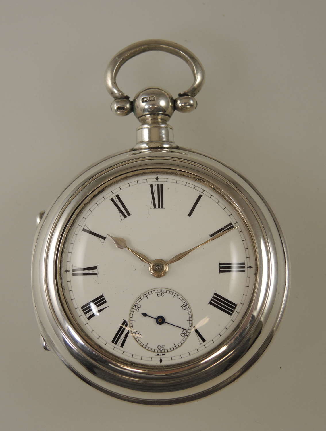 Unused English silver pair cased fusee pocket watch c1887