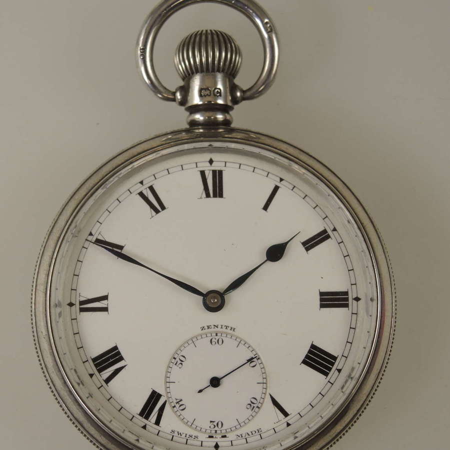 Top quality Zenith Prima English silver pocket watch c1928