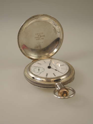 4oz 18s silver full hunter pocket watch by Waltham Appleton Tracy 1893