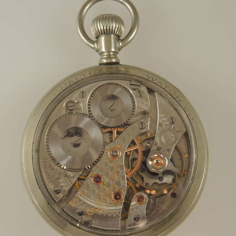 16s 19J Waltham Vanguard pocket watch in a display case c1913