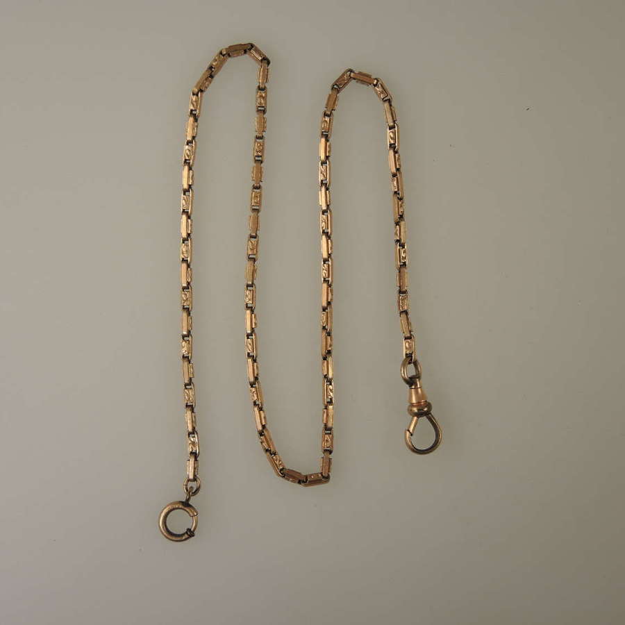 Vintage rose gold plated watch chain c1910