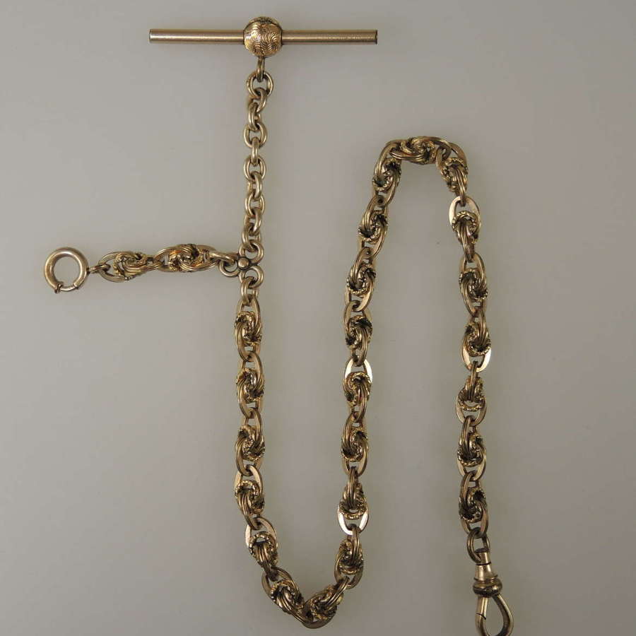 Unusual Victorian gold plated fancy pocket watch chain c1890