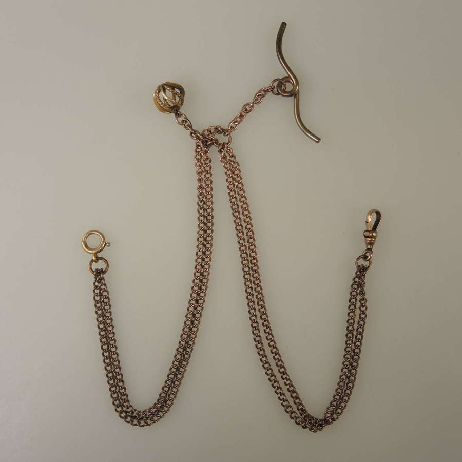 Victorian gold plated pocket watch chain c1890