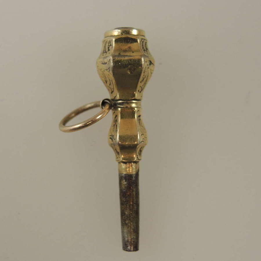 Victorian amethyst set pocket watch key c1880