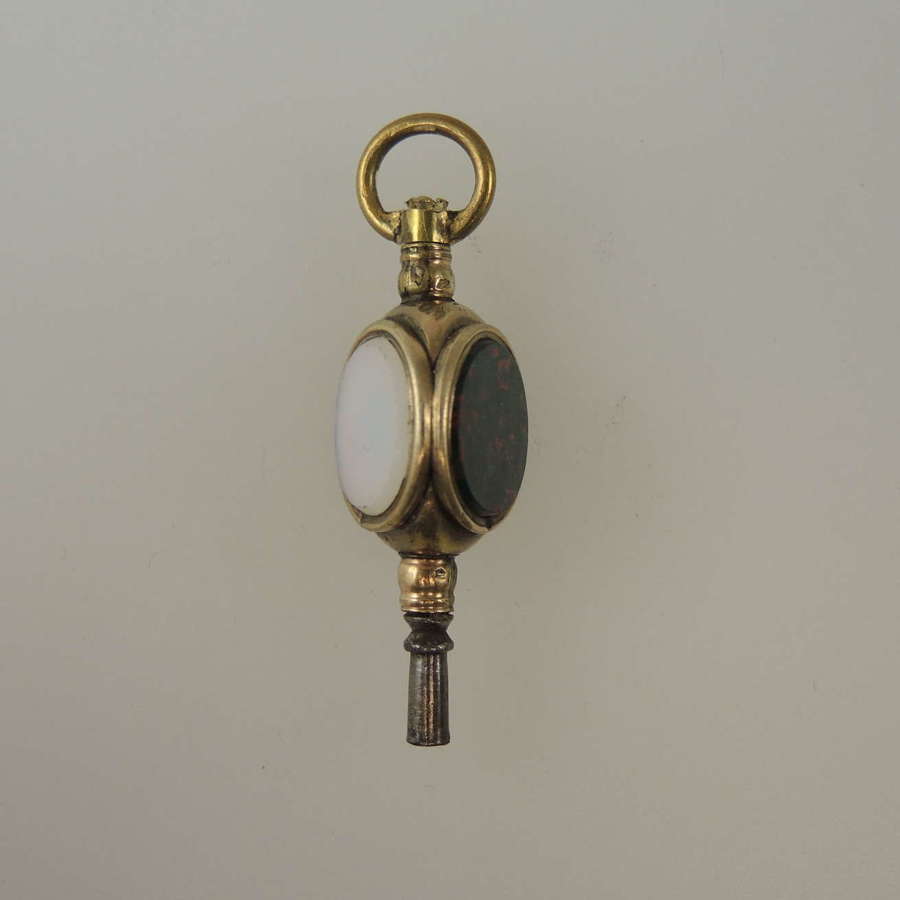Victorian three stone set pocket watch key c1880