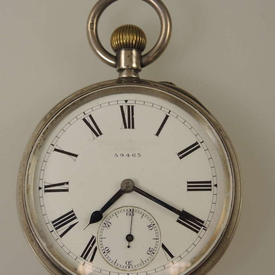 English silver pocket watch Chester 1883
