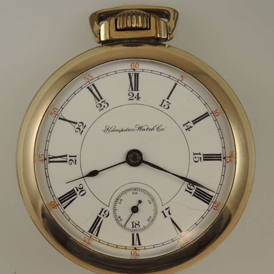 18 size 17 Jewel Hampden New Railway pocket watch c1894