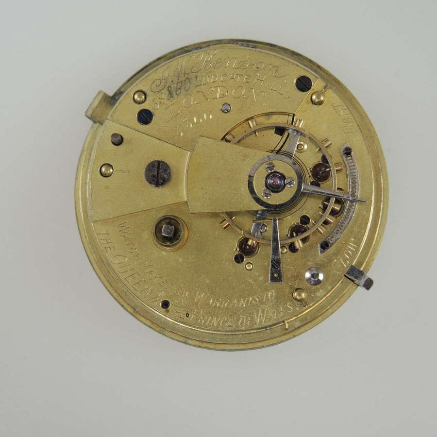 English JW Benson fusee pocket watch movement c1890