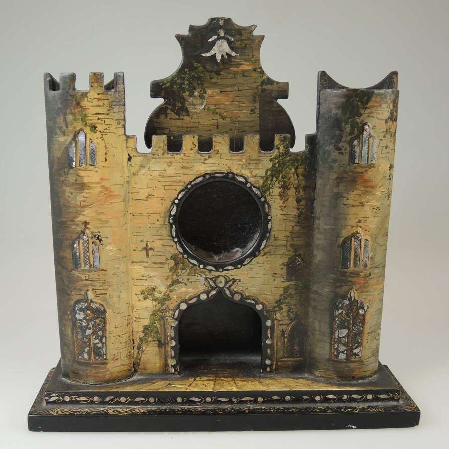 Rare Papier-mâché Castle Watch stand c1880
