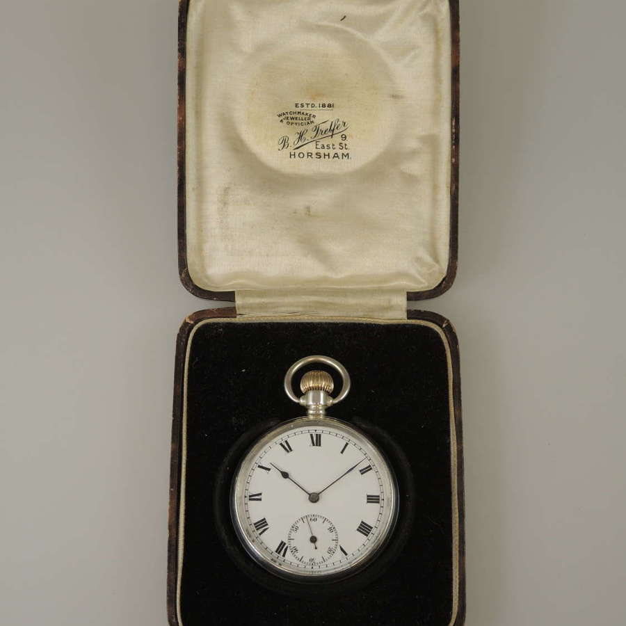 Vintage English silver pocket watch. c1938