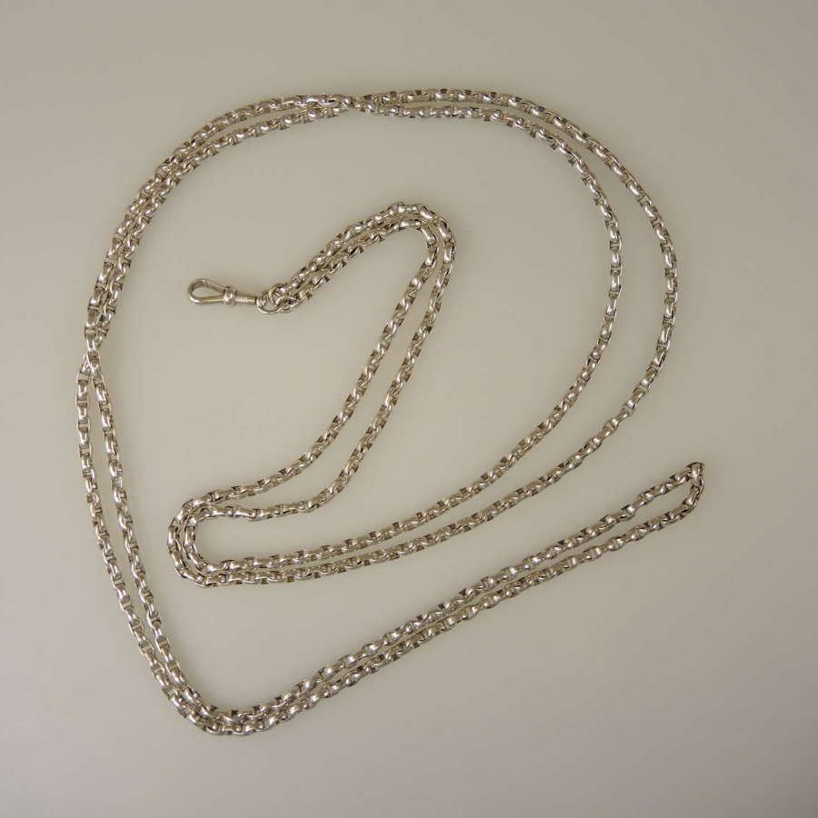 Top quality Victorian silver longuard muff chain c1890