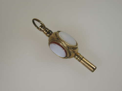 Victorian three sided stone set pocket watch key c1880