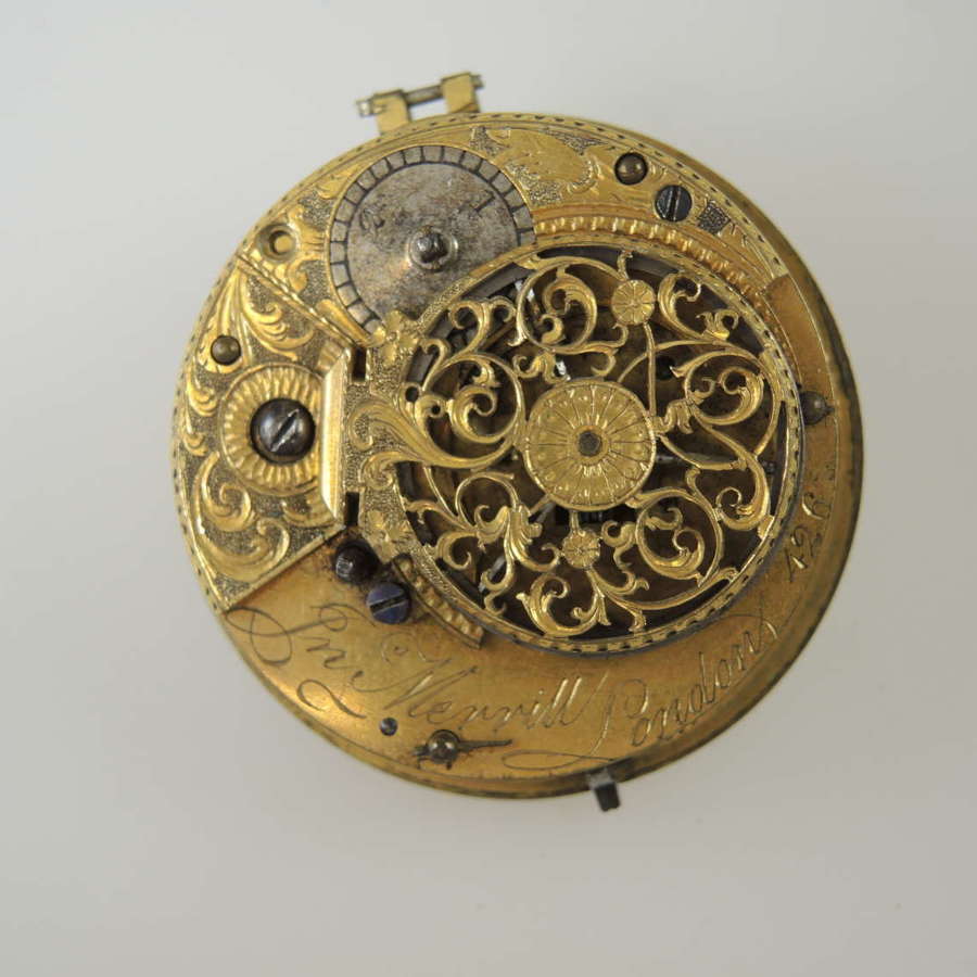 Georgian verge fusee pocket watch movement by Merrill, London c1790
