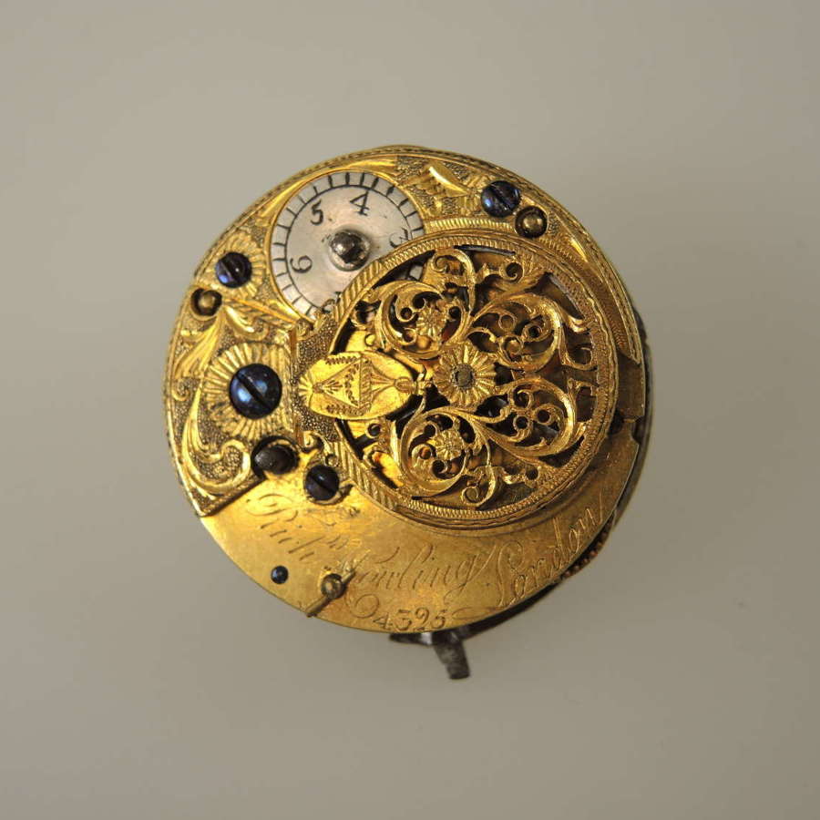Georgian verge fusee pocket watch movement by Cowling, London c1780