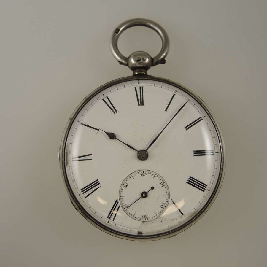 English silver fusee key wound pocket watch. Garland, Plymouth 1851