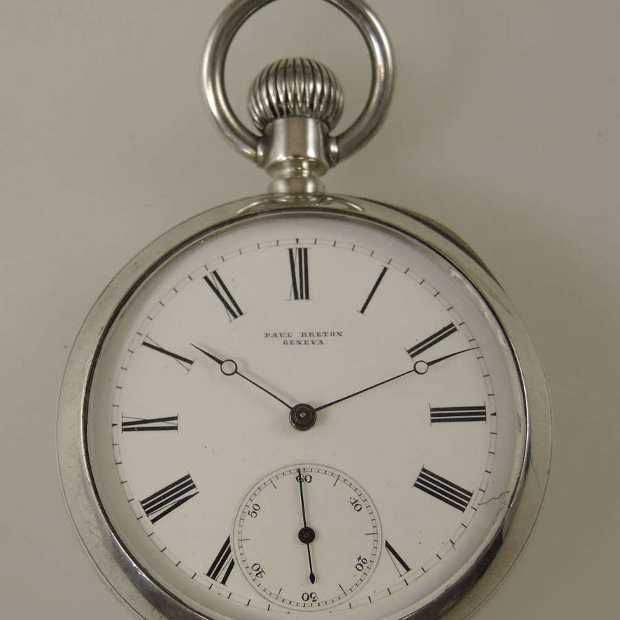 Large silver pocket watch by Paul Breton, Geneva c1890