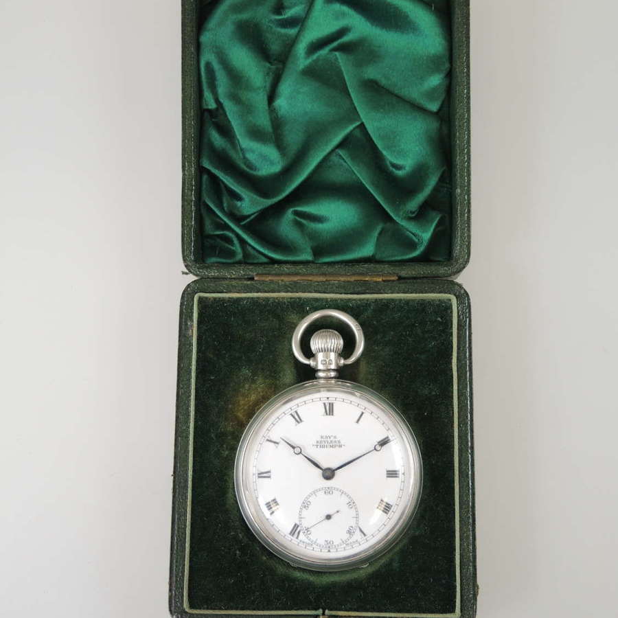 Classic vintage English silver pocket watch w/ Jubilee hallmarks c1935