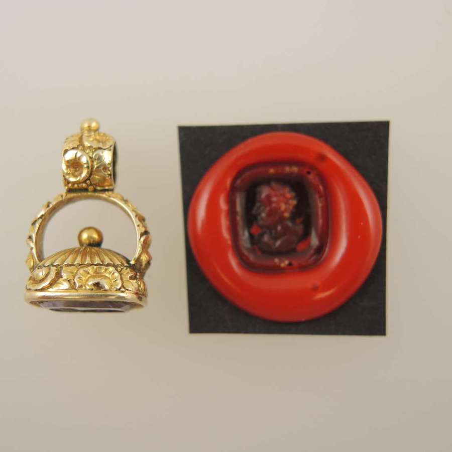 Georgian seal set with an amethyst and intaglio c1830