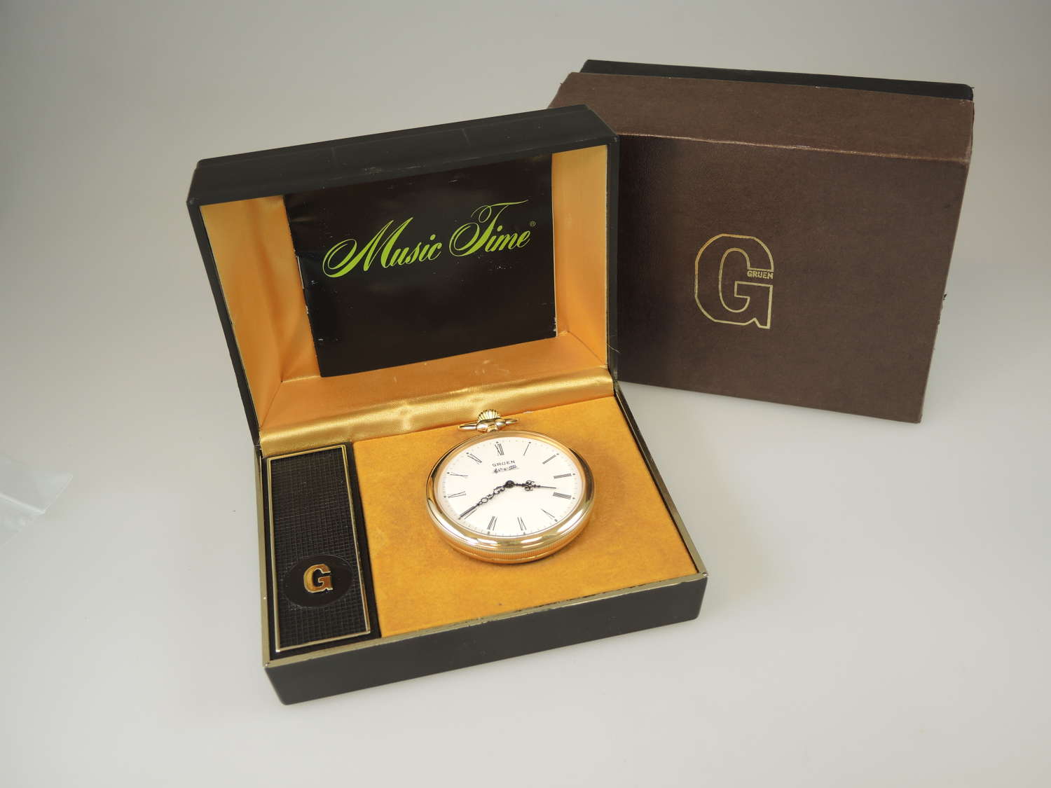 Unused Gruen musical pocket watch with boxes c1960