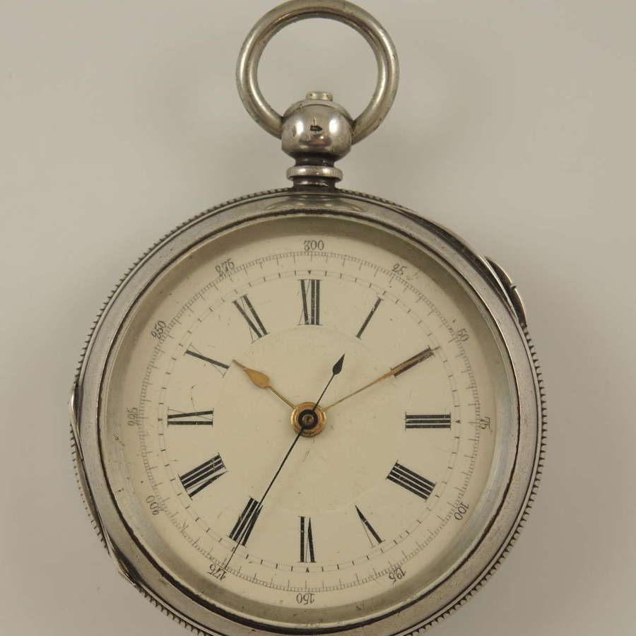 Large Swiss silver centre seconds key wound pocket watch c1890