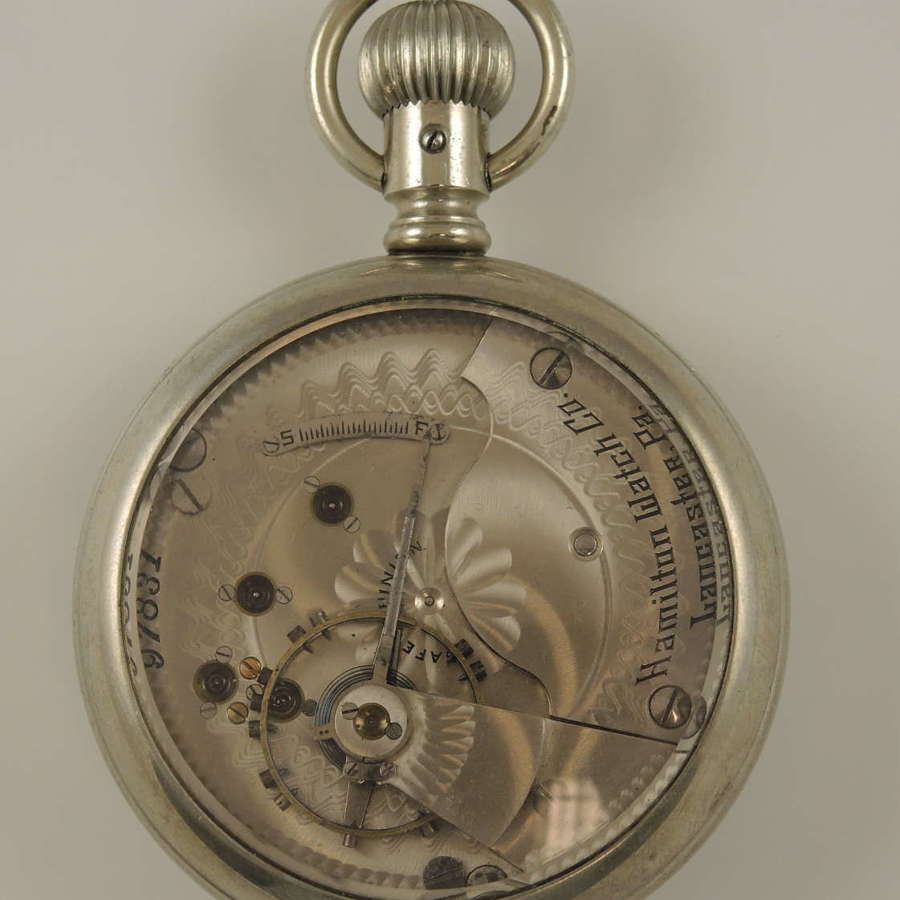 18s 15J Hamilton pocket watch in a display case c1900