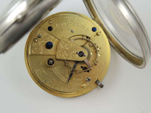 English silver fusee key wound pocket watch. Harris, Manchester 1896
