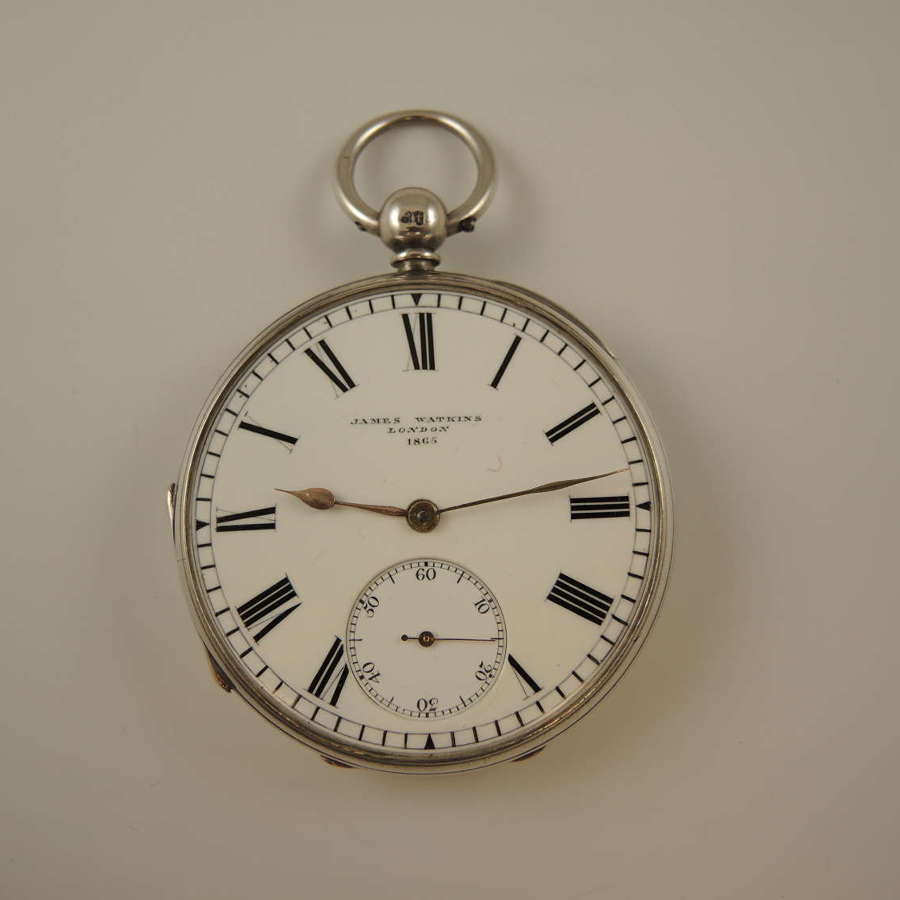 English silver fusee key wound pocket watch. James Watkins c1874