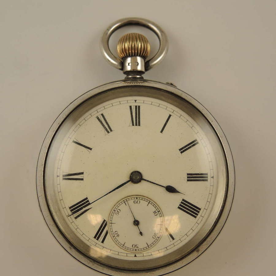 English silver keyless pocket watch. c1894