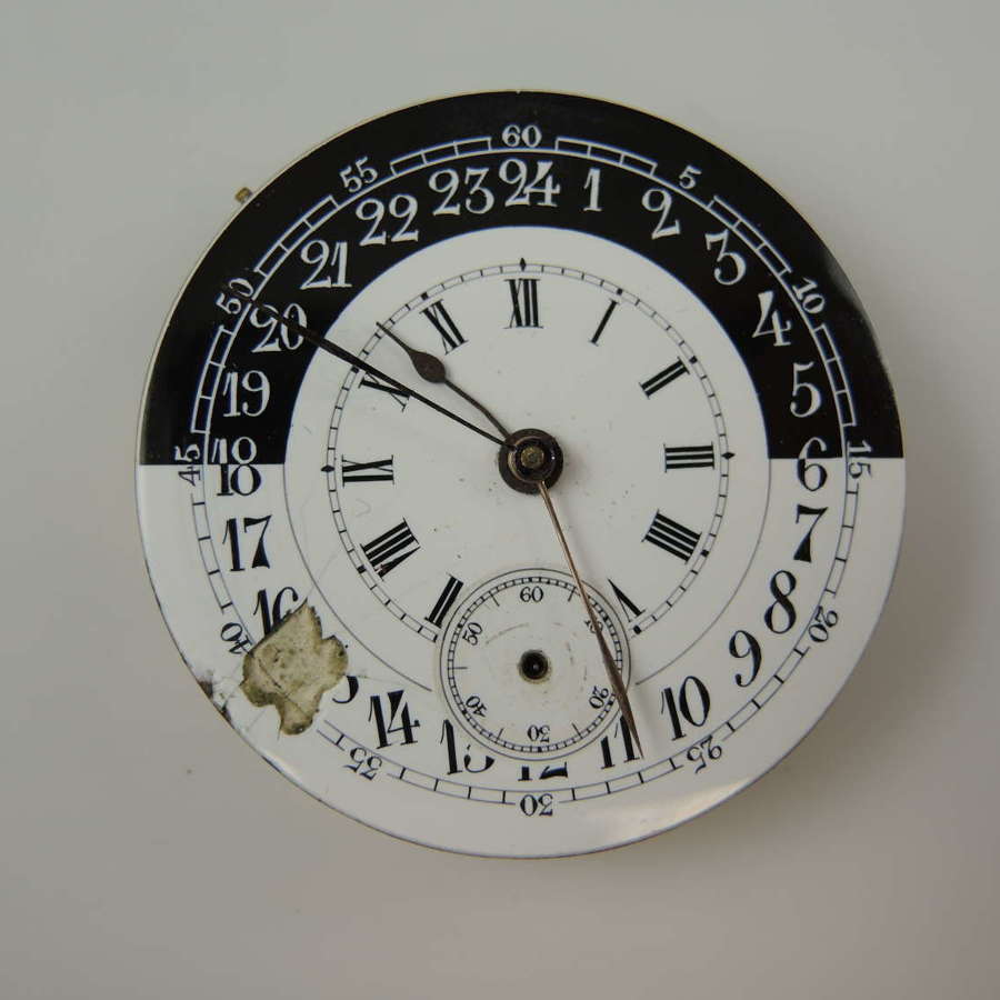 Swiss 24 Hour dial pocket watch movement c1870