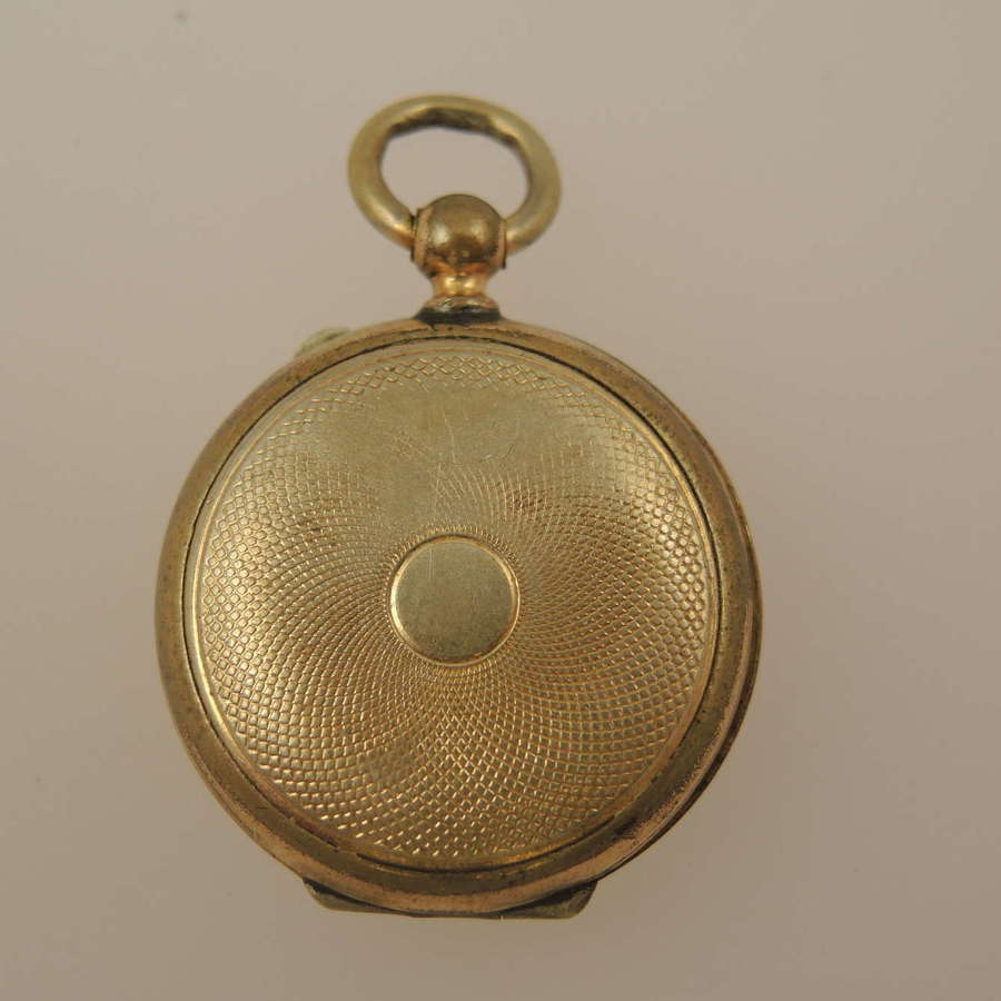 Miniature gilt Victorian locket in the form of a pocket watch c1880