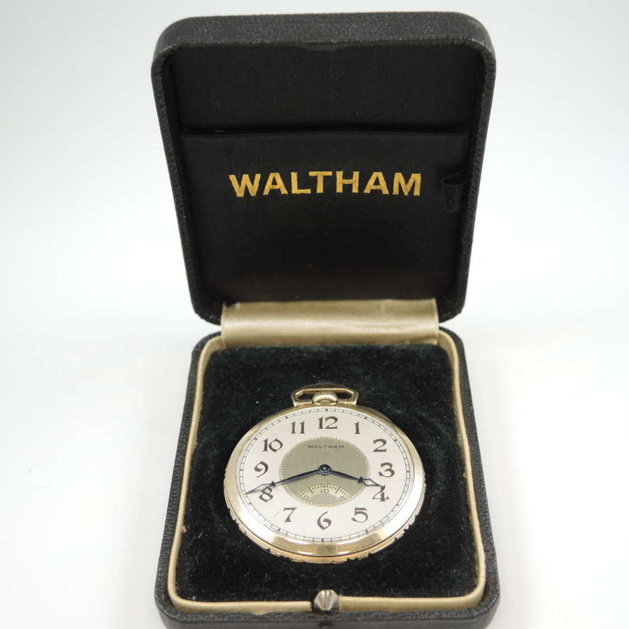 Waltham pocket watch with revolving seconds. With Box c1924