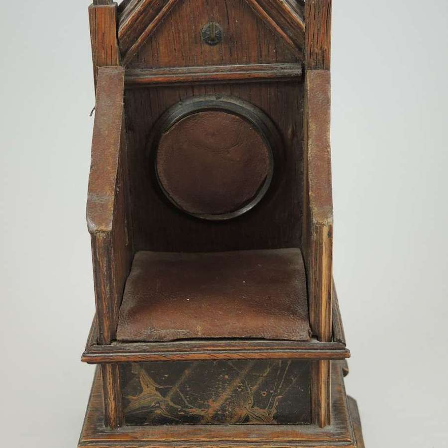 Antique wooden pocket watch stand in the form a throne c1880