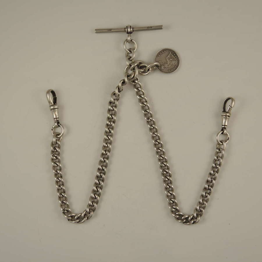 English silver double or single watch chain. c1919