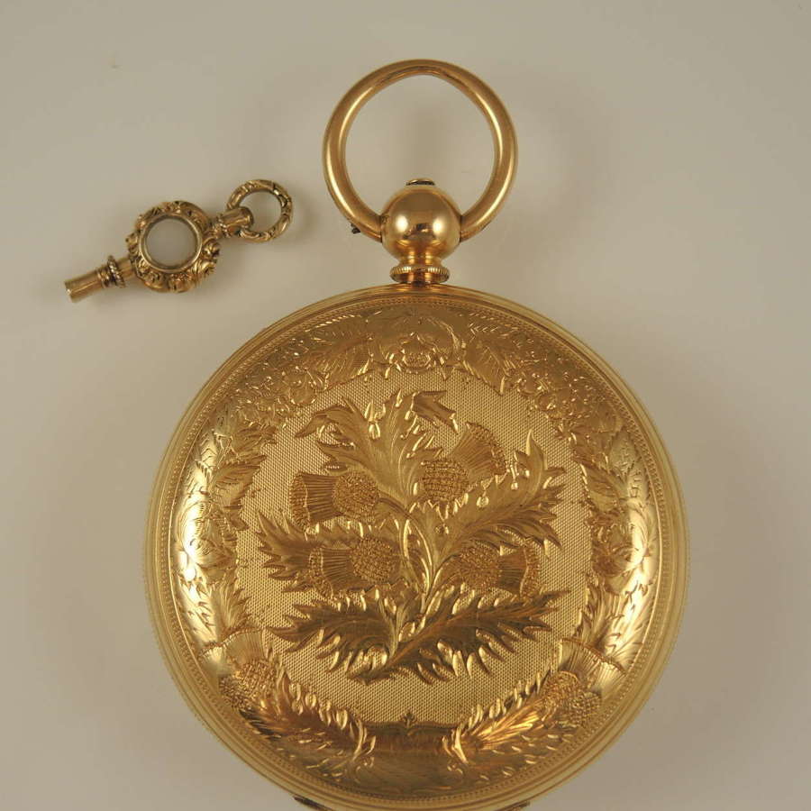 Massive 18K gold fusee pocket watch. Weighs 200g. c1874